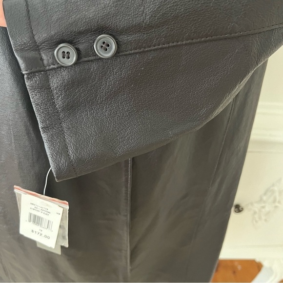 NWT Black Leather Trench Coat - Picture 10 of 16